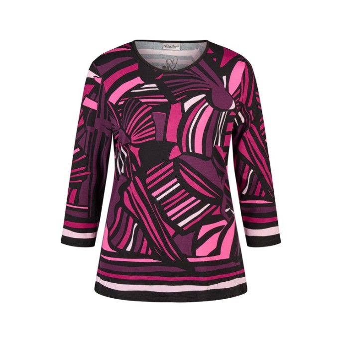 Barbara Lebek shirt print Bordeaux roze zwart